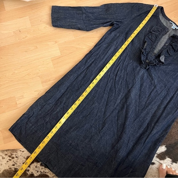 DRAPER‎ JAMES Chambray Ruffle Shift Dress Size 10 - Picture 9 of 11